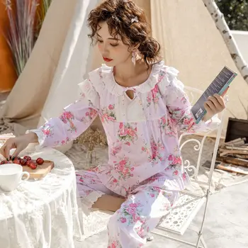 

Floral Thin Gauze Cotton Maternity Nightwear Pregnant Pajamas Breastfeeding Nursing Nightgown Pregnancy Sleepwear Homewear
