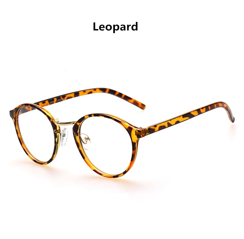 KOTTDO ретро круглые очки для чтения, для мужчин и женщин, винтажные компьютерные прозрачные очки, оправа для близорукости, Oculos De Grau Femininos - Цвет оправы: leopard