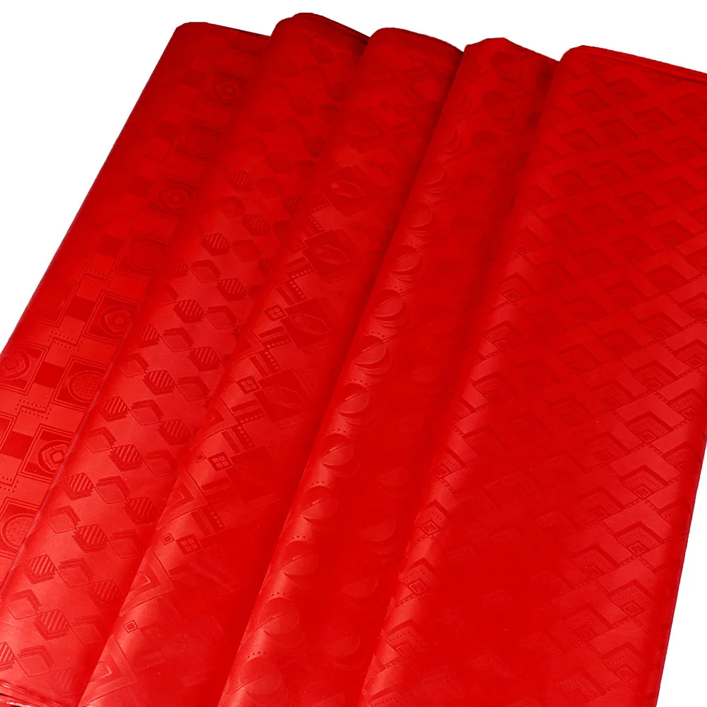 Высокое качество хлопок ткань Базен Riche морская парча Shadda африканский текстиль для одежды - Цвет: Red