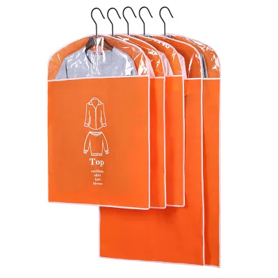 Два размера чехол для одежды для защиты от пыли нетканый тканевый чехол для домашнего подвешивания пальто костюм Защита сумка для хранения шкаф Органайзер - Цвет: Orange