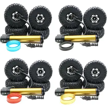 

4Pcs Air Pneumatic Beadlock Tyre with Pump for 1/10 Axial SCX10 RC Crawler Truck New