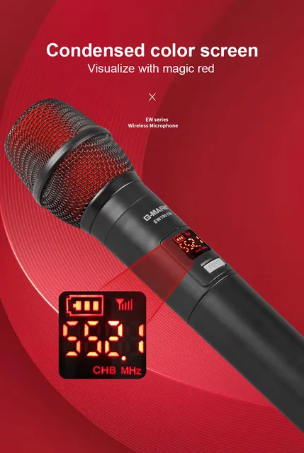 Bietrun Micro sans Fil Professionnel 50M, UHF Micro Karaoke Gris