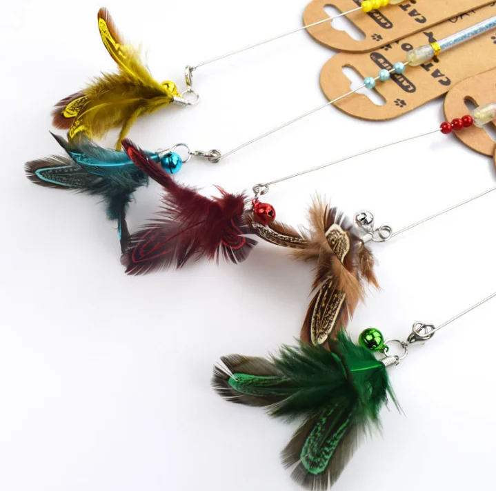 usd1.49/pc pet cat kitten toys teaser fishing pole rod sticks chicken feather 20pcs/lot | Дом и сад