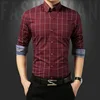 Plus Size 5XL 2022 New Autumn Fashion Men's Social Shirt Slim Fit Long Sleeve Plaid Shirt Men Cotton Casual Brand Men's Clothes ► Photo 3/6