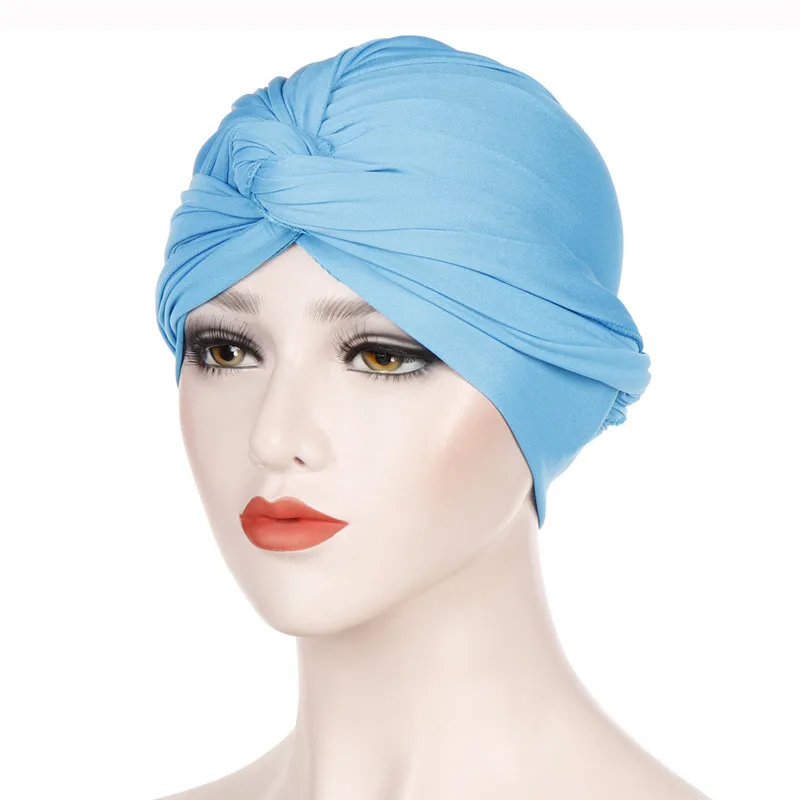 Твердый хлопковый головной платок для женщин мусульманский хиджаб из джерси шапка женский тюрбан Африка обертывание тюрбанта капот Исламская одежда аксессуары - Цвет: 6