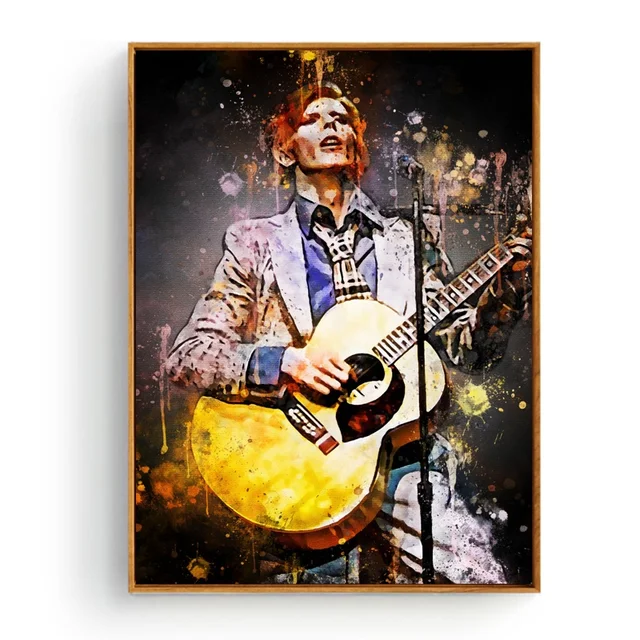 Portrait of Famous Guitarists Printed on Canvas 4