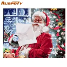 

RUOPOTY Painting By Numbers 40*50cm Santa Claus Picture Colouring Handpaint zero basis Oil Painting By Numbers Home Decor