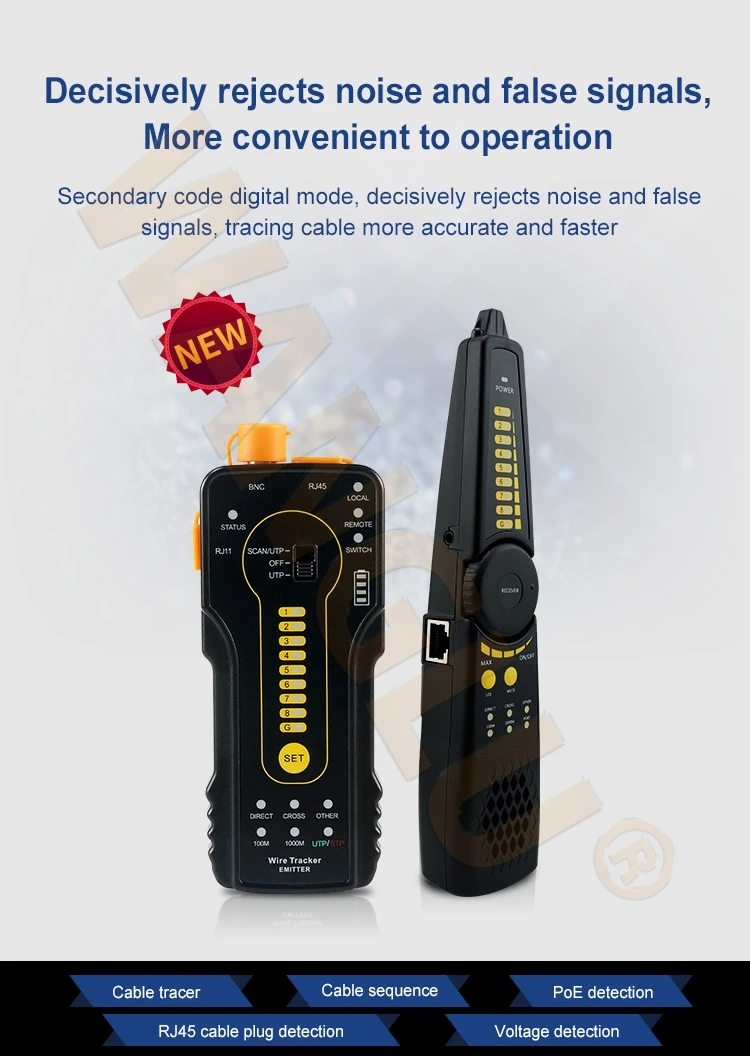 Factory Price Telephone Line CCTV Accessory Cat 6 LAN Cable Tracker Wire Continuity Tester CT-66