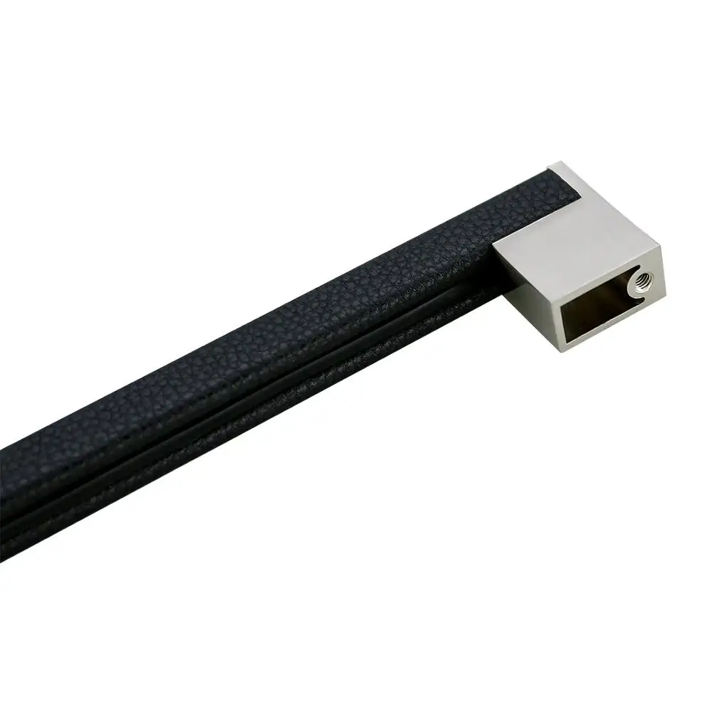 1PCS Cabinet Handles 4sizes Solid Brass Cupboard Wardrobe Pulls Black Leather Hardware Drawer Home Furniture Door Handles Decor