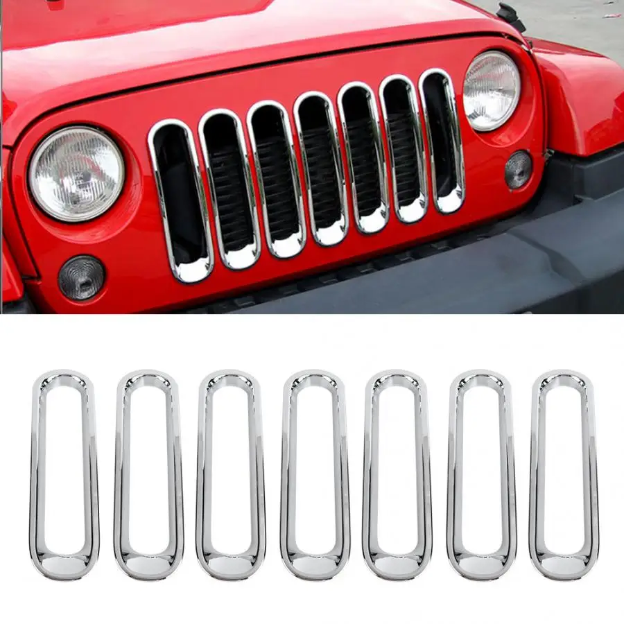 7 шт. автомобиля внешние Передняя решетка гриль для Jeep Wrangler JK& Неограниченное количество 2 двери 4 двери 2007 2008 2009 2010 2011 2012 2013
