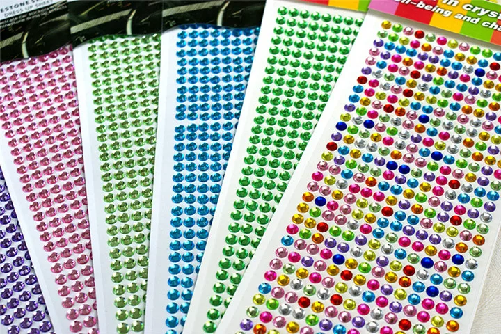 4  3mm 6mm Round Rhinestones Stickers Diy Handmade 3d Gemstone Sticker  Acrylic Crystal Stickers For Women Mobile Phone Shell Decor