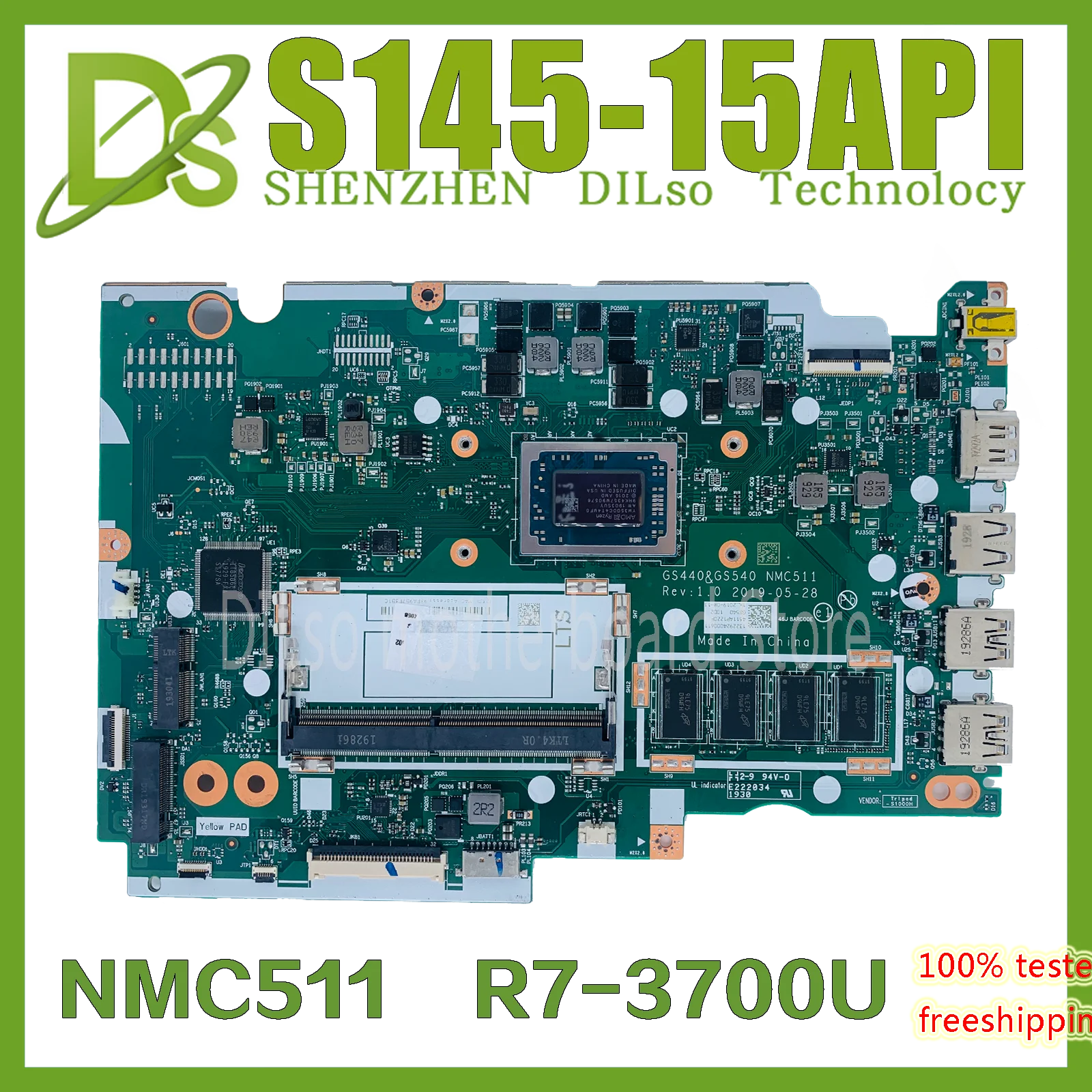 GS440 &amp GS540 NMC511 материнская плата для ноутбука Lenovo Ideapad S145-15API оригинальная Ryzen 7-3700U