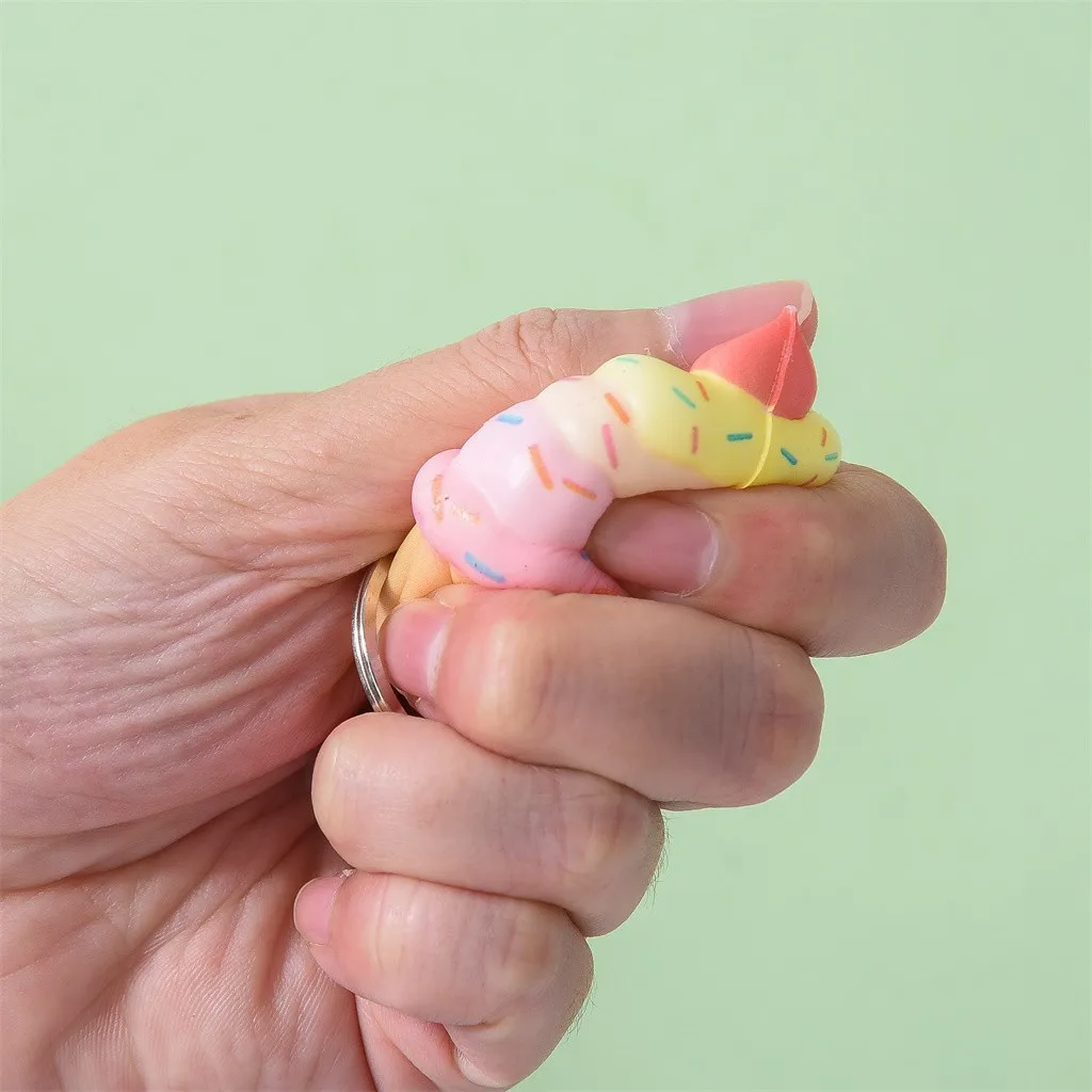 Ice Cream squeeze toy Pendants Creative Gift Simulation Cake Slow Rising Straps Bread Toys Backpack Accessories Decorations #A