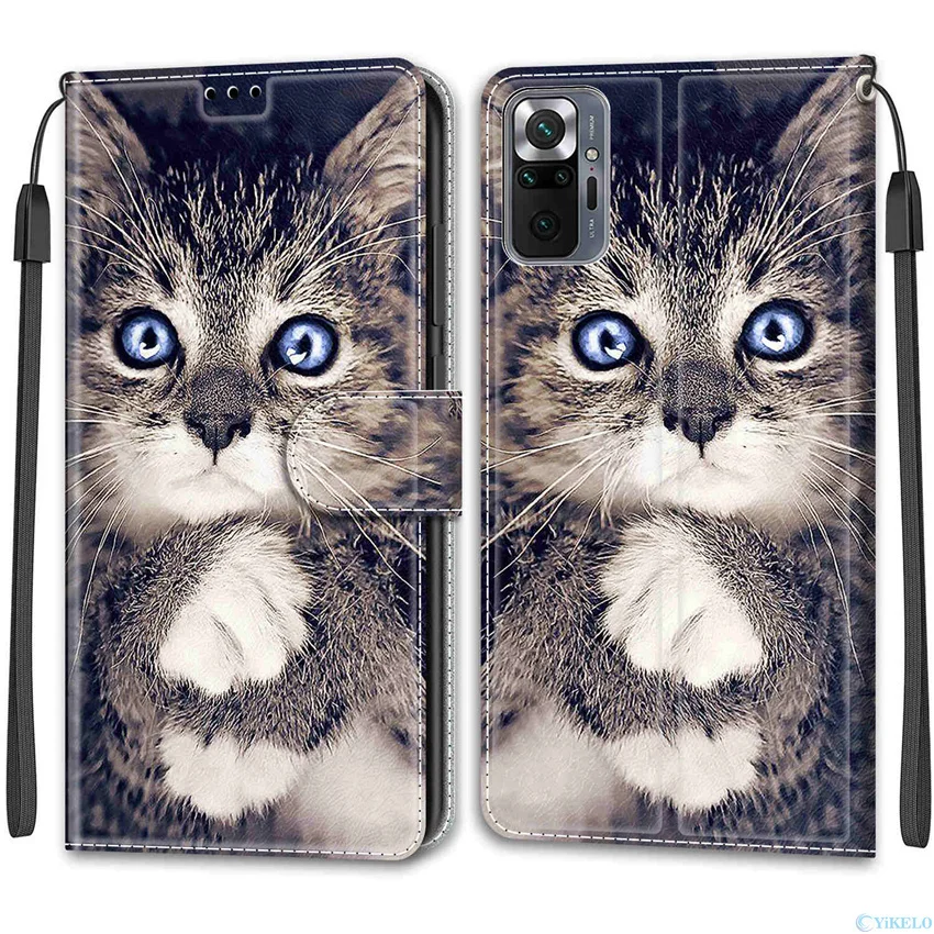 Ultra Thin Painted Leather Flip Phone Case For Xiaomi Redmi Note 10 10S 9 9S Pro 9A 9C 9T Wallet Card Slot Stand Book Cover