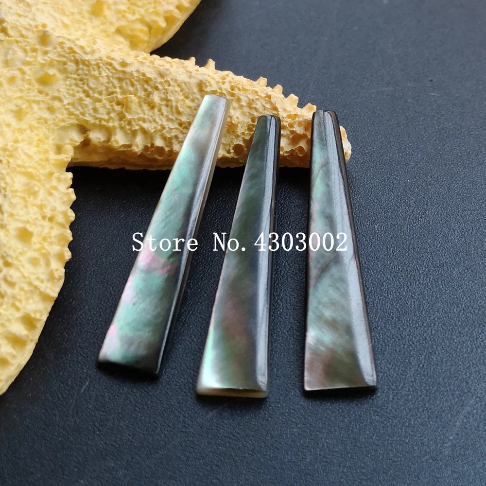 

50pcs/lot 7x30mm Natural Black Rectangle & ladder Cabochon Mother of Pearl shell for DIY Jewelry Rectangle MOP Pearl shell
