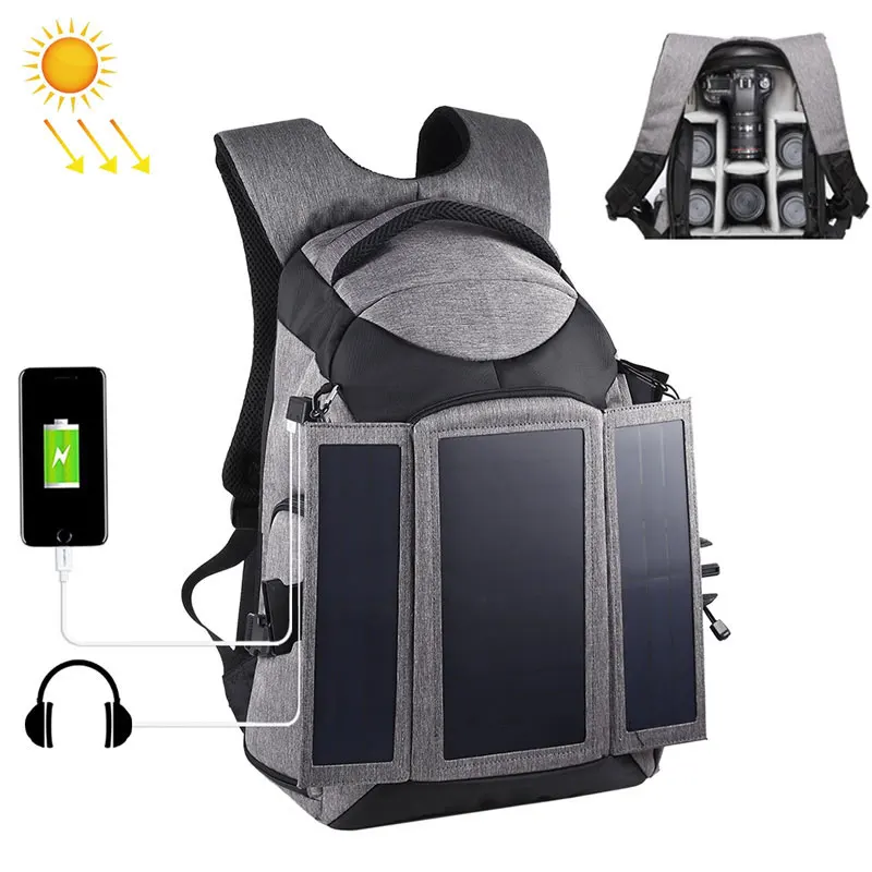 

14W Solar Camera Bag Large Capacity Outdoor Camera Backpack Waterproof Photo Bag For Laptop Sony Canon Nikon DSLR SLR Cameras