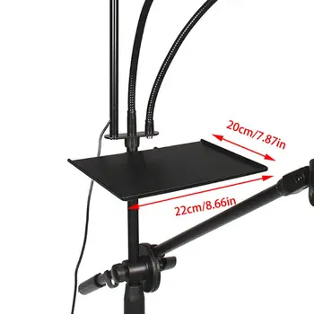 

Sound Card Tray Live Broadcast Mic Rack Stand with Free Regulating Storage Shelf K1AB