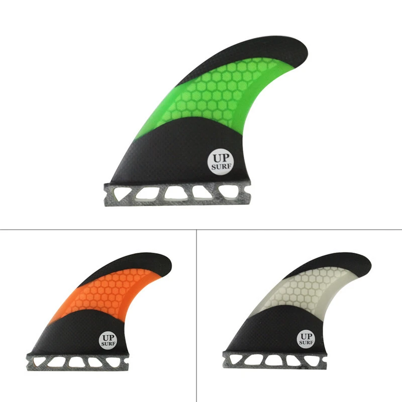 Fiberglass Surfboards Fin Single Tabs Fins M/L Surfing Honeycomb Carbon Fibre Fins Green/White/Orange Color Water Sports