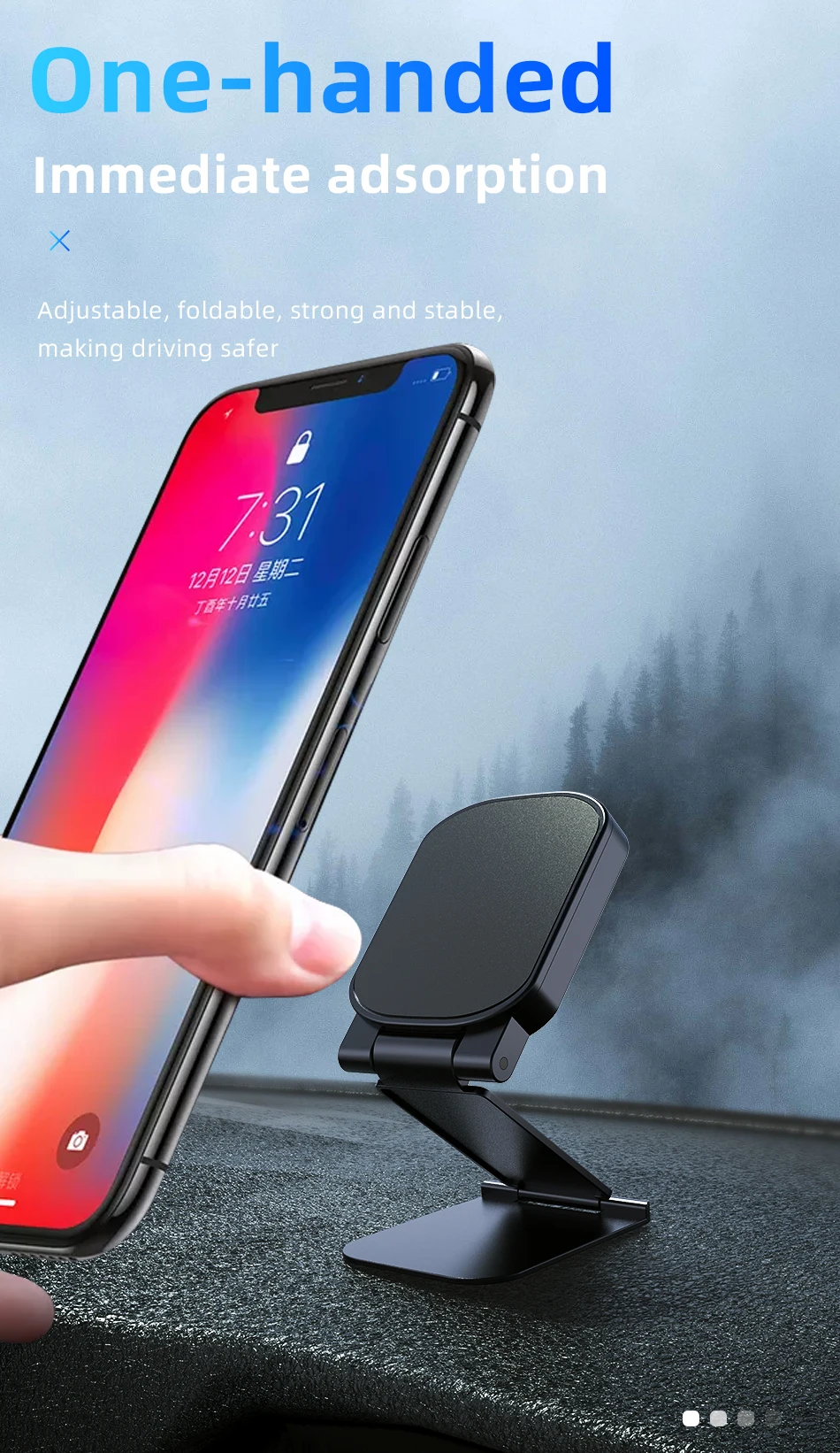 !ACCEZZ Car Magnetic Holder Phone Stand For iPhone 11 X Samsung Center Console Folding Adjustable Magnet Support Desktop Bracket (5)