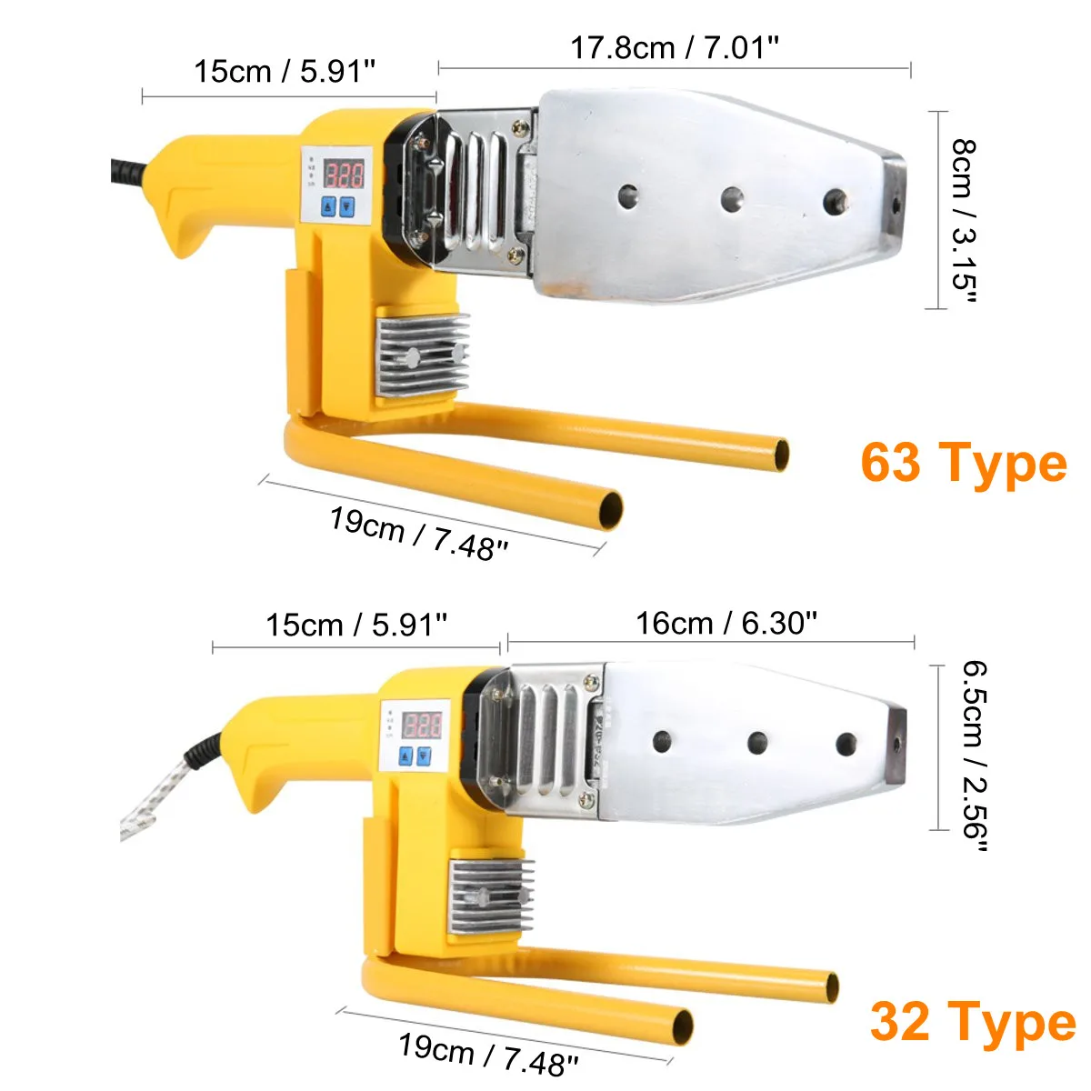  Electric Pipe Welding Machine Heating Tool Heads Set For PPR PB PE Plastic Tube PPR Welding Hot Mel