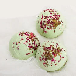 100g Deep Sea Salt Bath Ball Bomb Explosion Bathing Ball Bubble Natural Sea Salt Bath Ball with Dried Flower Body Essential Oil