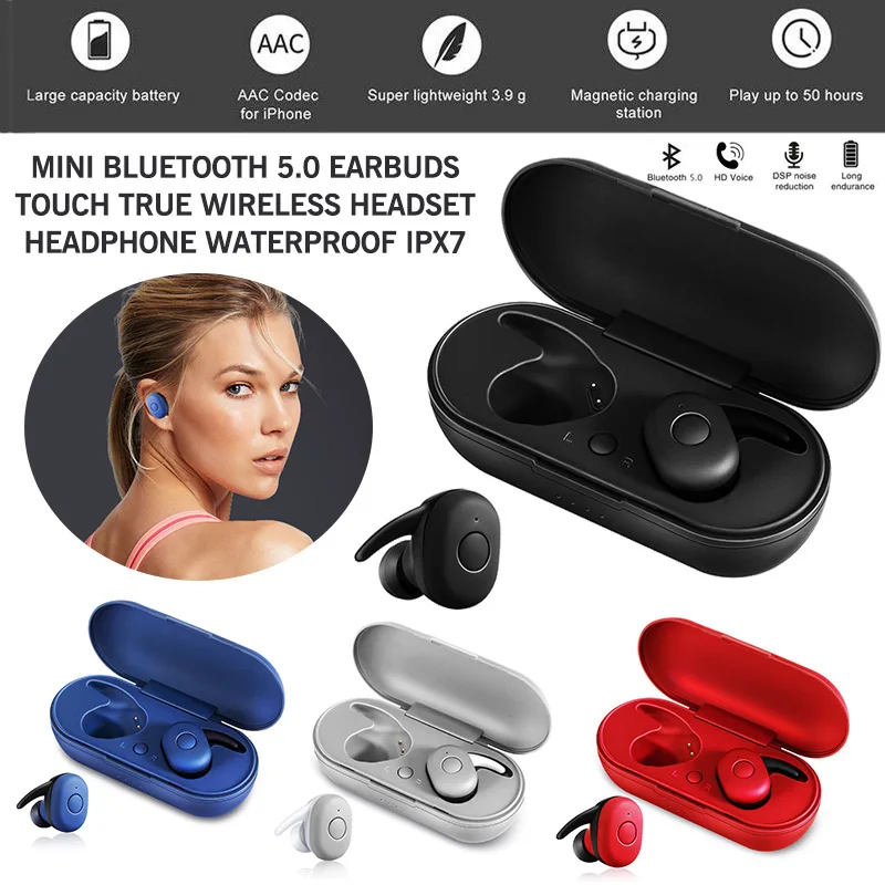 1 пара Bluetooth 5,0, беспроводная гарнитура, наушники, мини наушники, стерео Беспроводная гарнитура, наушники