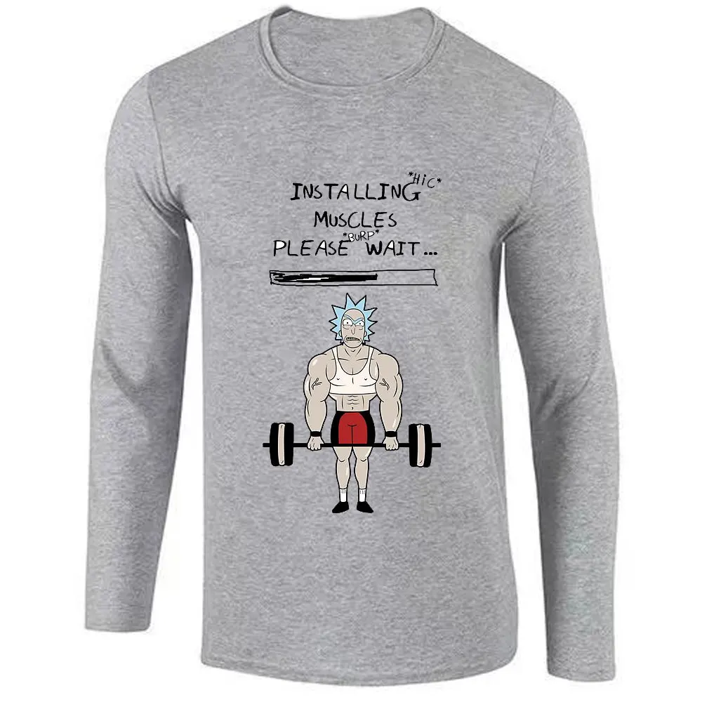 Rick and Morty Peace Among Worlds Funny Men T Shirts Autumn Science Cotton Bodybuilding Fitness Slim Fit Long SleeveT Shirt Men