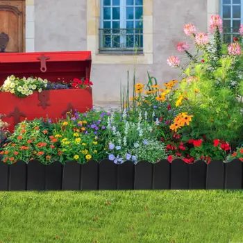 

Edging Kit Plastic Lawn Garden Fence Edging Cobbled Stone Effect Plastic Lawn Edging Plant Border Decorations Flower Bed Border