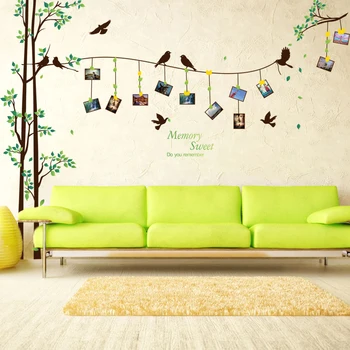 

Giant Birds Tree Photo Wall Sticker For Bedroom Window Door Living Room Decoration DIY PVC Mural Pastrol Removable Wallpaper