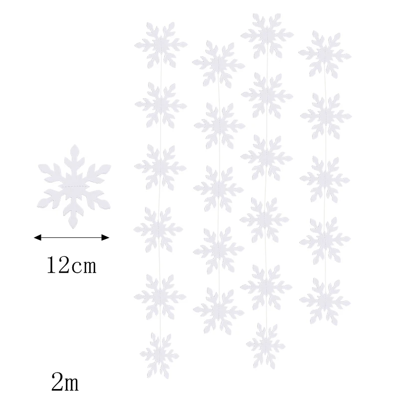 Бумажная искусственная Снежинка гирлянды из флажков Висячие бумажные товары для рукоделия Рождественское украшение Новогоднее украшение Снежинка замороженное - Цвет: 12cmx2m