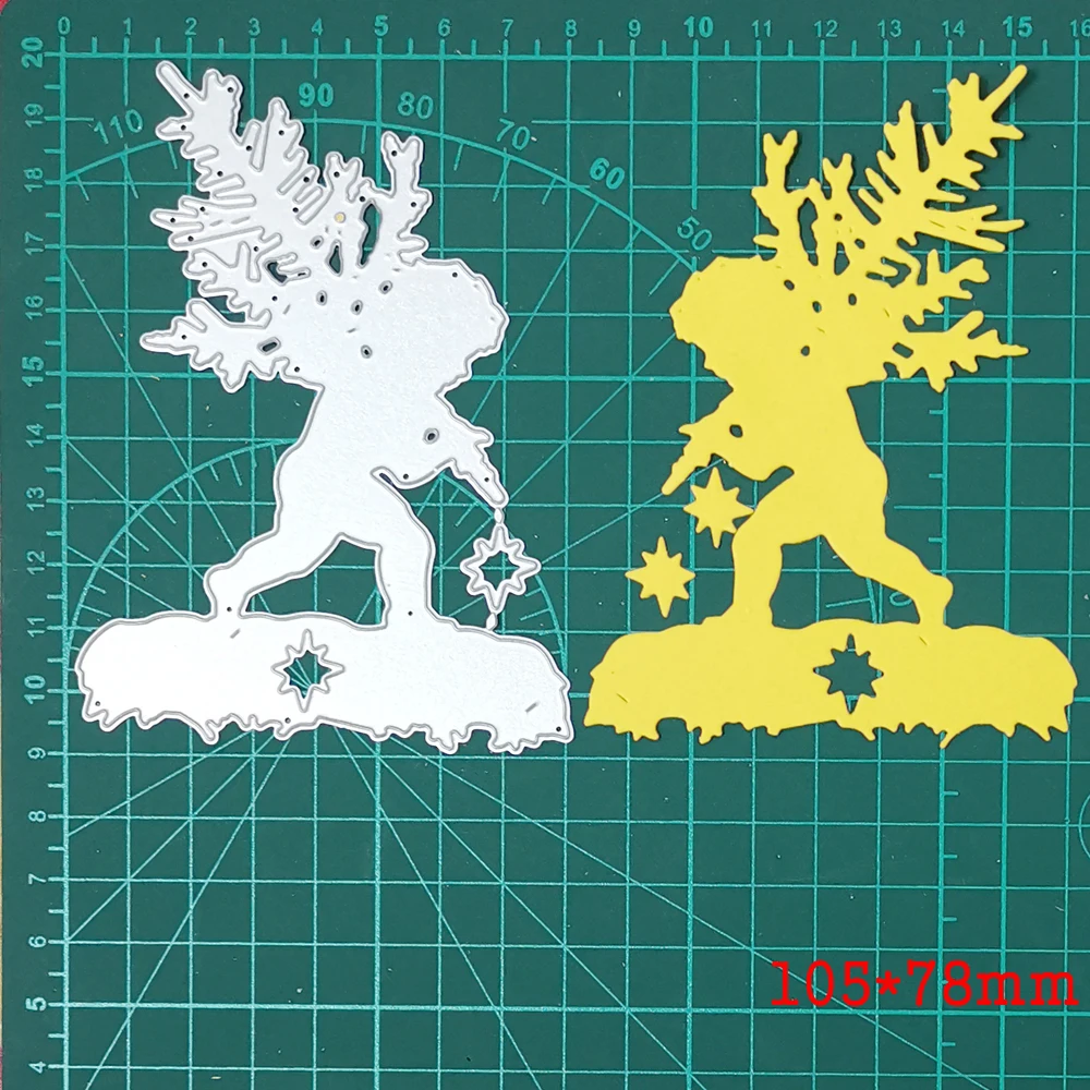 

Cool Boy Carry Chrsitmas Tree Metal Cutting Dies For Stamps Scrapbooking Stencils DIY Paper Album Cards Decor Embossing 2020 New