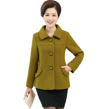 

Autumn Woolen Coat Women New Fashion Casual Short Wool Jacket Elegant Middle-aged Ladies wool blend coat Plus size Winter jacket
