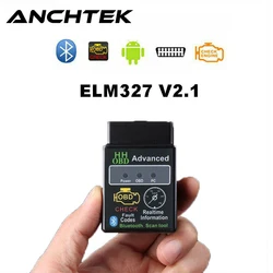 HH Mini Scanner de diagnostic de voiture, outil de vérification du moteur du Bus automatique OBD ELM327 V2.1 OBD2, adaptateur d'interface fonctionne Android, couple Bluetooth 