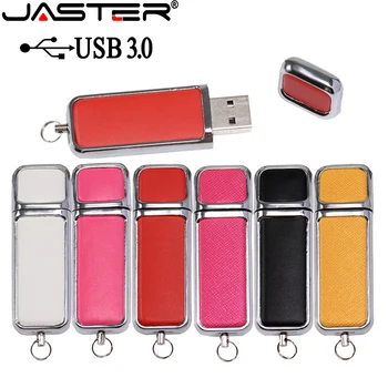 

JASTER USB 3.0 leather usb flash drive fur metal box pendriver 4gb 16gb 8gb 32gb 128gb 64gb commercial memory stick gift