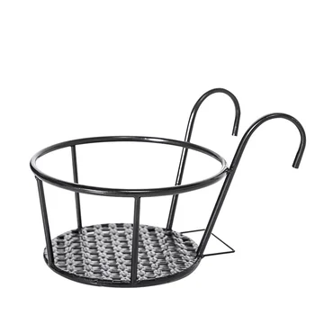 

Succulent Hanging Planter Pot Flowerpot Planter Geometric Iron Metal Stand Supporting Flowerpot Shelf (Black)