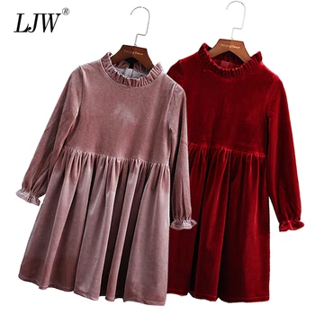 

kids winter dresses for girls 2020 autumn school child clothes 3-12 yrs teenage girl velvet evening Christmas party gown