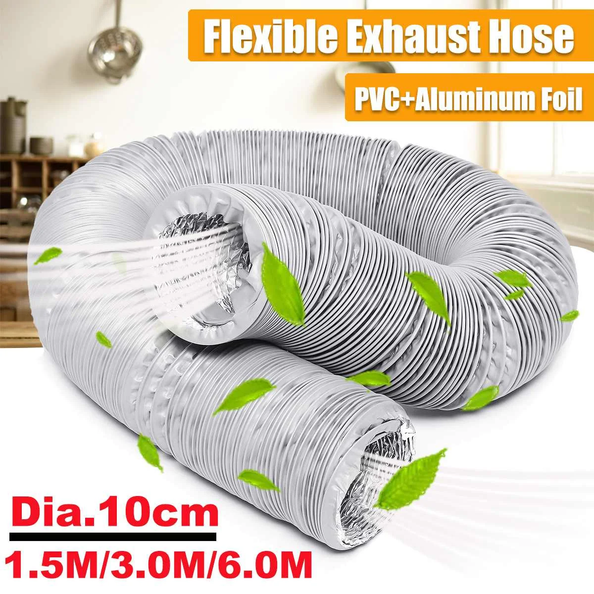 Description Picture 6 of item100mm Ventilation Duct Vent Hose 1.5/3/6 Meter Exhaust Pipe Flexible Air Conditioner Exhaust Pipe Vent Hose Duct Outlet