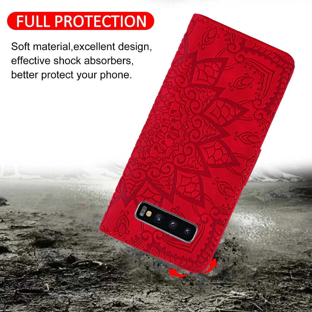 Mandala Flower Flip Case For Samsung Galaxy S8 + S9 S10E S20 S21 FE Note 10 Plus Note 20 Ultra Leather Wallet Cover Phone Coque