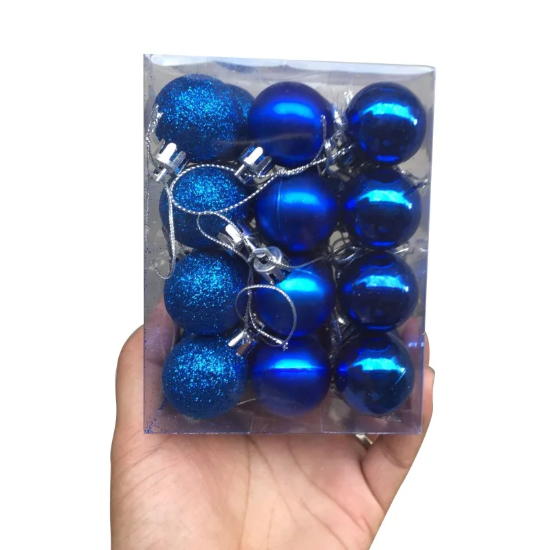 24 шт. Рождественские шары елочные украшения шары Пластиковые украшения для дома и сада праздничные вечерние принадлежности - Цвет: Blue