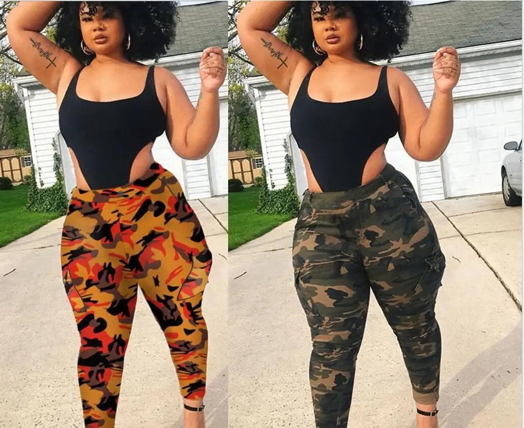 Plus Size Women Camouflage Pants Camo 