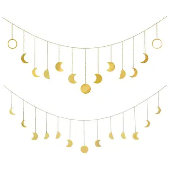 

Metal Round Piece Sun Moon Shape Hanging Decoration Photo Wall Hang Ornament