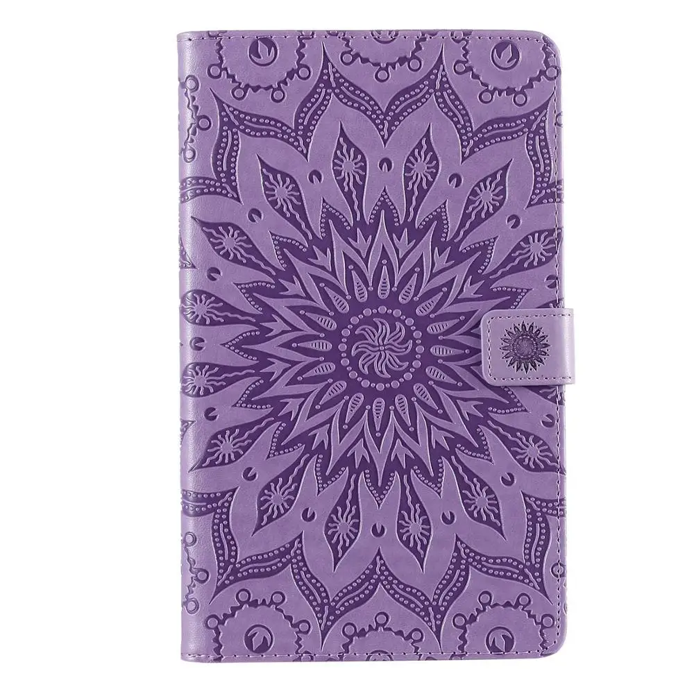 purple Чехол-книжка для samsung Galaxy Tab A 8,0 SM-T295 T290 с загадочным подсолнухом из искусственной кожи, держатель для карт, подставка - Цвет: purple