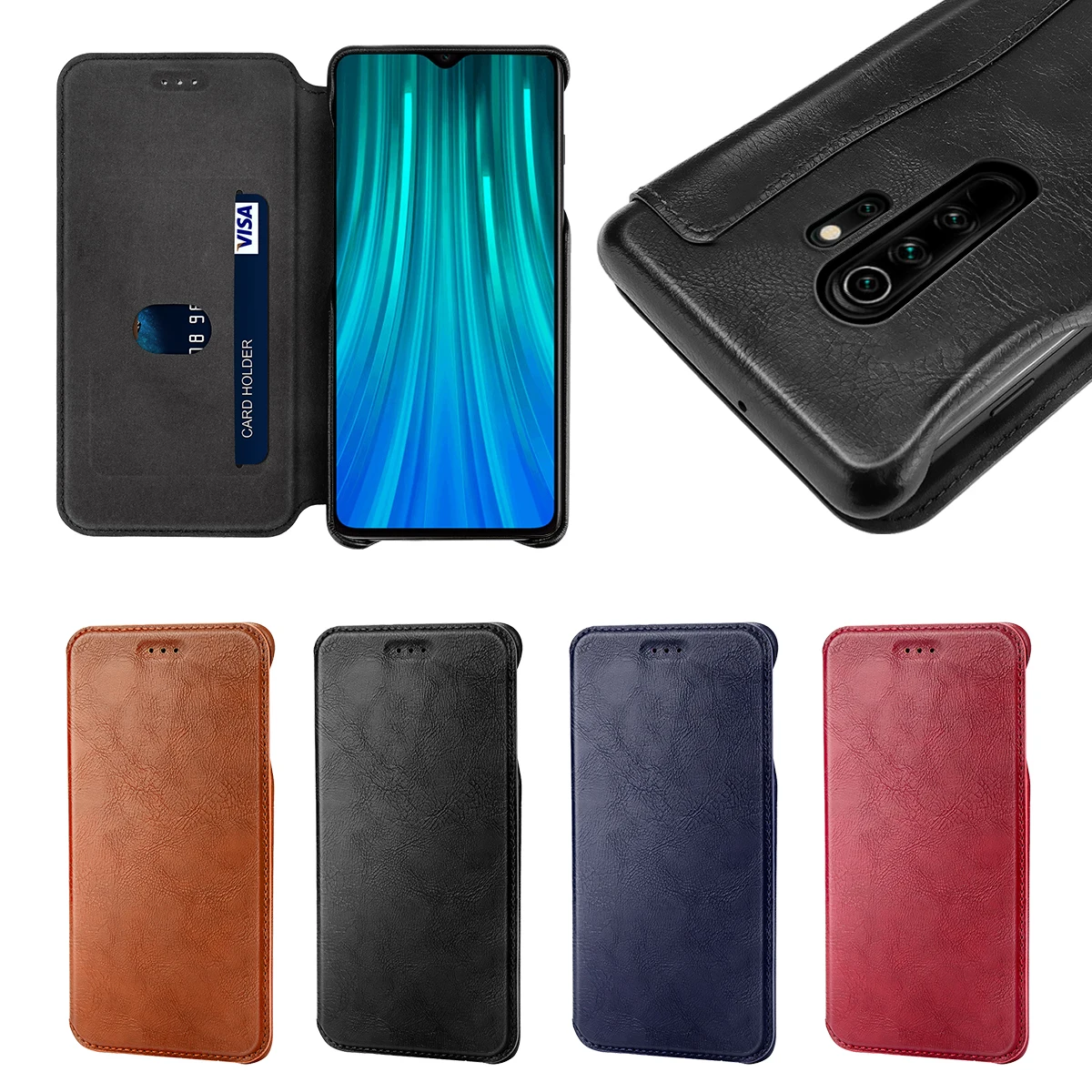 

For Xiaomi Redmi Note 8 Pro Case PU Leather Flip Stand 360 Degree Protection Shockproof Cover Redmi Note 8 Case Card Business
