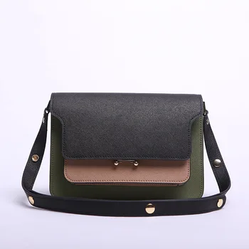 

Bag female 2019 new small square bag leather female bag shoulder messenger bag wild hit color organ bag small bag Patchwork