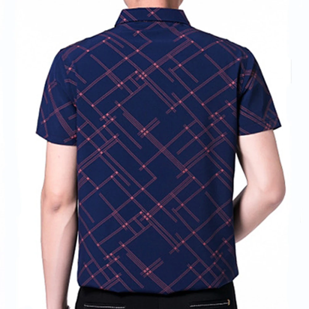 New Summer Short Sleeve Shirt Men Casual Plaid Shirts Camisa Masculina Dark Color Men Clothes Slim Fit Camisa Social MCS131 - Image 6