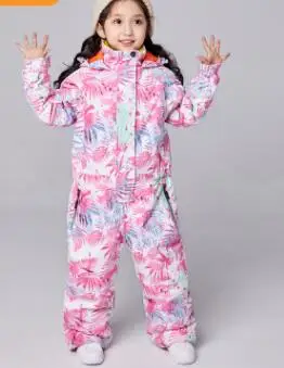 Зимний-30 температурный детский лыжный костюм, Детский водонепроницаемый теплый зимний комплект для мальчиков и девочек, сноуборд, детский спортивный костюм для сноуборда - Цвет: 3