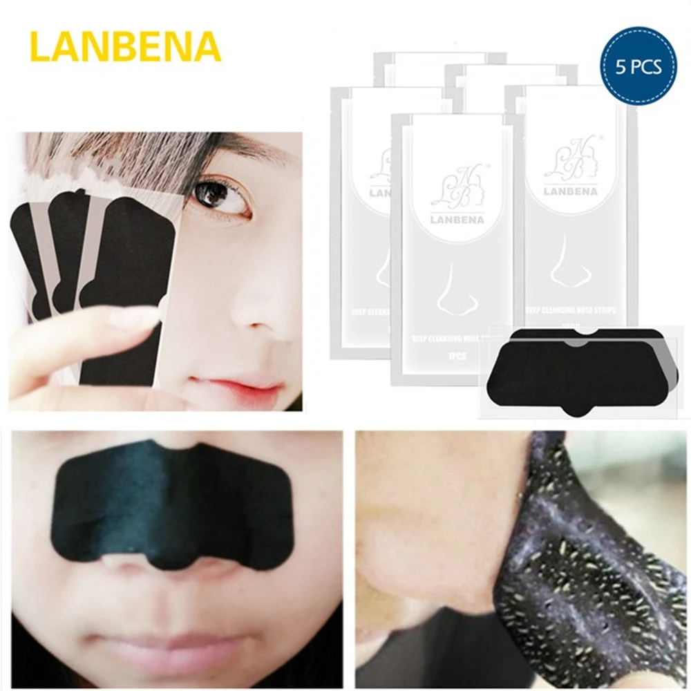 

LANBENA black head Mask Nose Blackhead remover Moisturizing Oil Control Charcoal face Mask Facial Skin Care Acne Treatment 5PCS