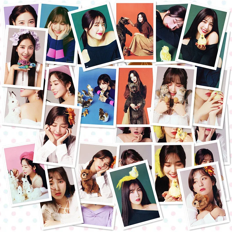 Kpop красный бархат календарь же стиль фотография Поляроида Lomo карты красный бархат вентиляторы подарки металлический ящик 40 шт. карты Прямая