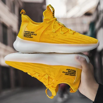 

Brand New Fashion Fly Knit Sneakers Men Hot Sell Comfortable Soft Walking Shoes Lace Up Summer Casual Shoe