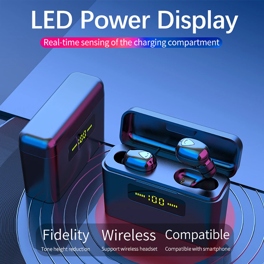 DG509 TWS Bluetooth настоящие беспроводные наушники 5D стерео наушники мини TWS водонепроницаемые наушники 2200 мАч Внешний аккумулятор для смартфонов